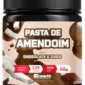 PASTA DE AMENDOIM SABOR CHOCOLATE E COCO 500G - GROWTH SUPPLEMENTS