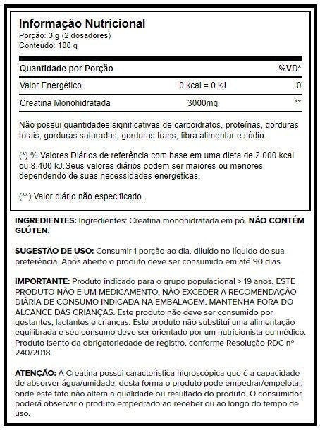 CREATINA MONOHIDRATADA 100G - Imagem 2